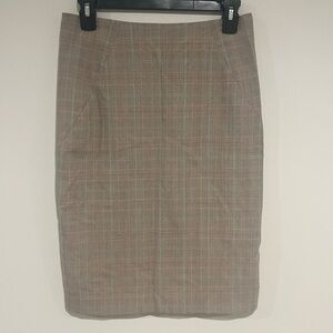 Express Tan Checkered Pencil Skirt
